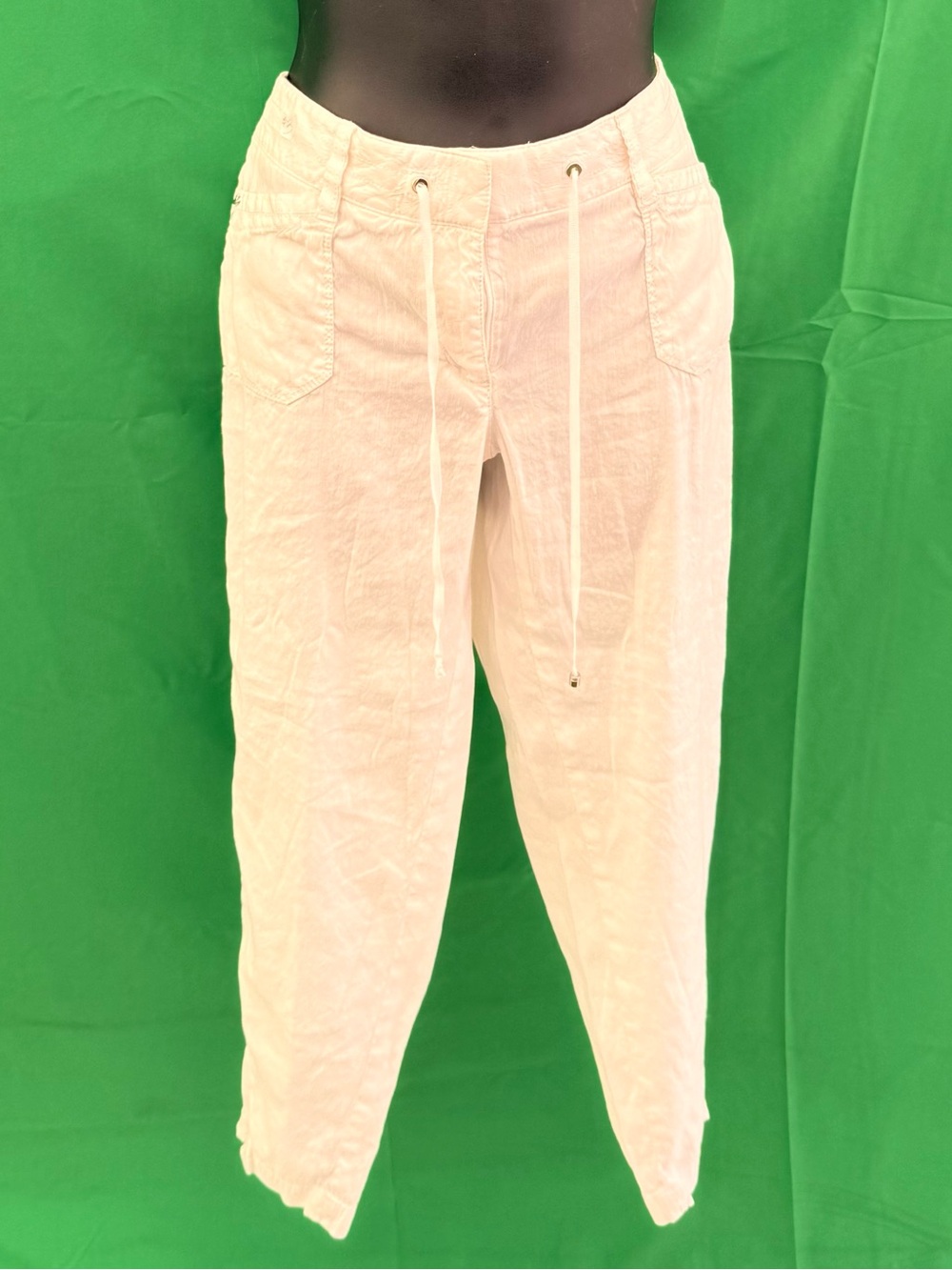 White House Black Market White Linen Crop Pants — Drawstring, 4